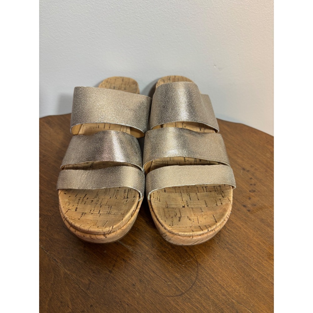 KORK‎ EASE Women's Metallic Cork Wedge Slide Sandals Gold Size 8M